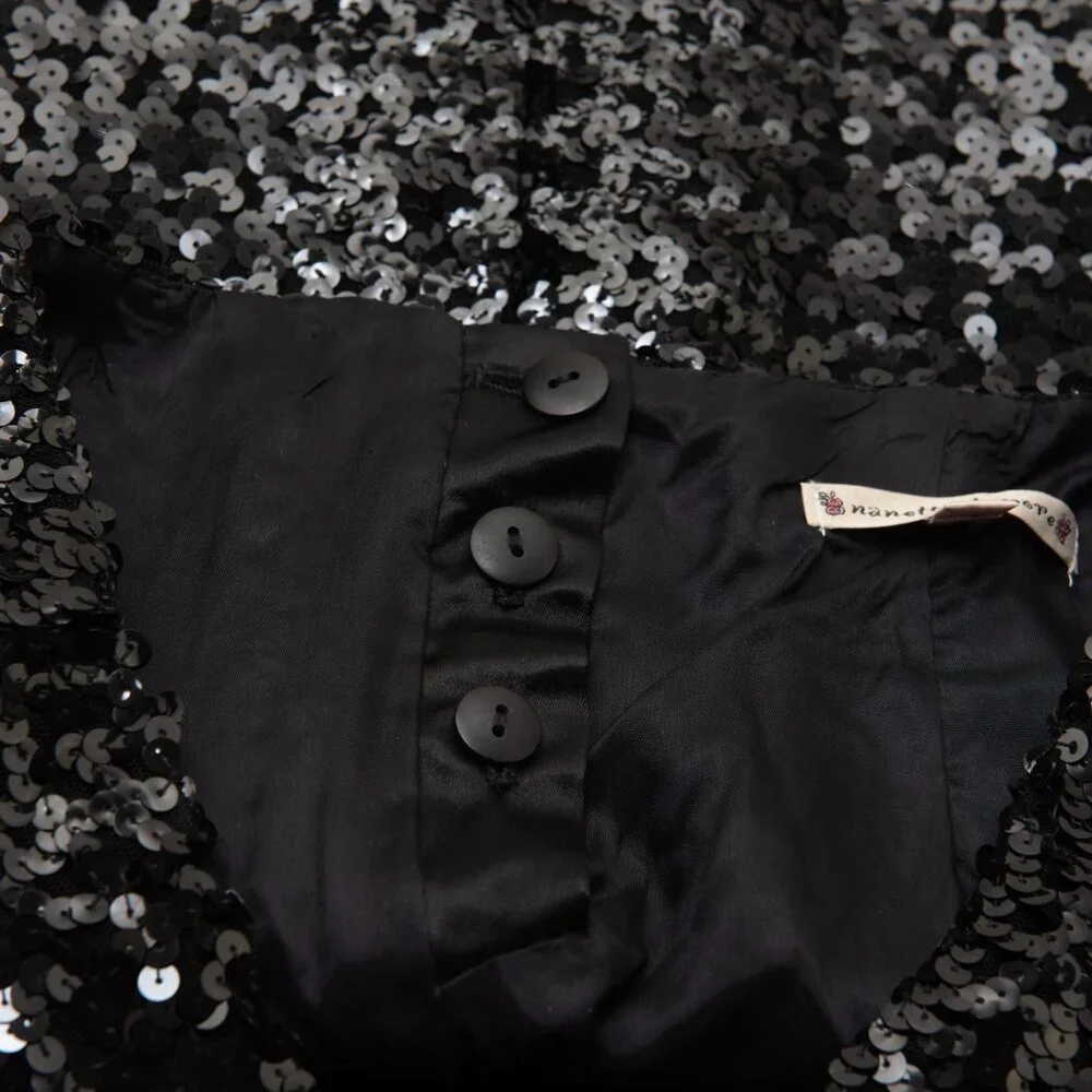 Nanette Lepore Sequin Skirt Tulle Hem Mermaid Midi Evening Black Size 6 - Picture 5 of 6